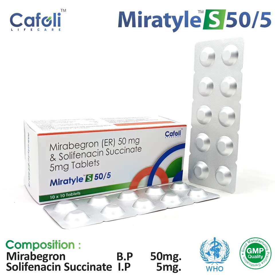 Mirabegron 50mg + Solifenacin 5mg Tablet for PCD Pharma Franchise in Overactive Bladder Treatment